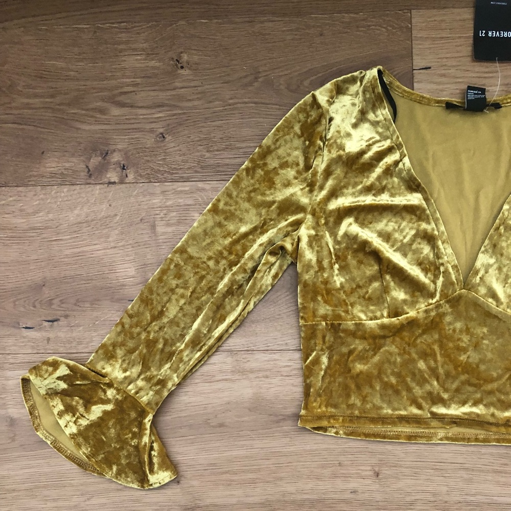 Velvet Bell-Sleeve Crop top